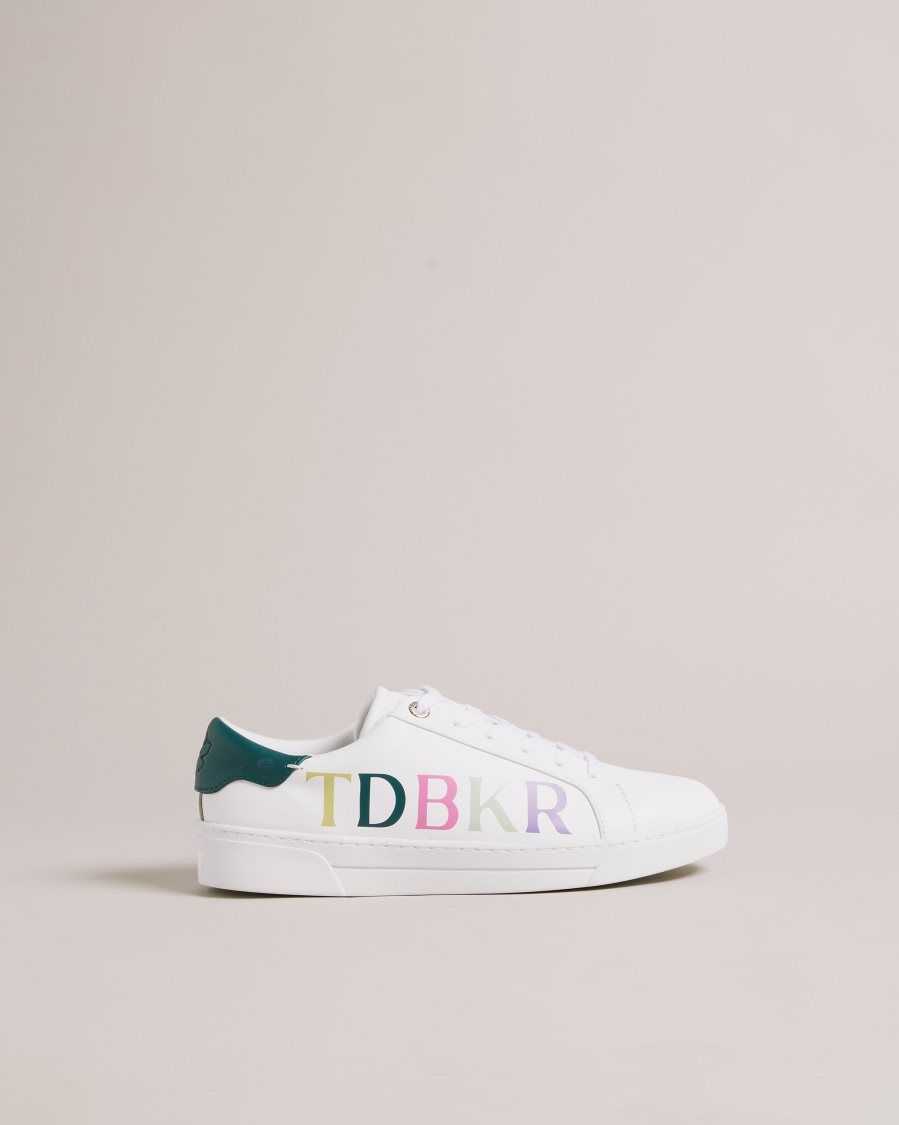 Ted Baker Artii Branded Leather Cupsole Trainers White | 5786219-MY