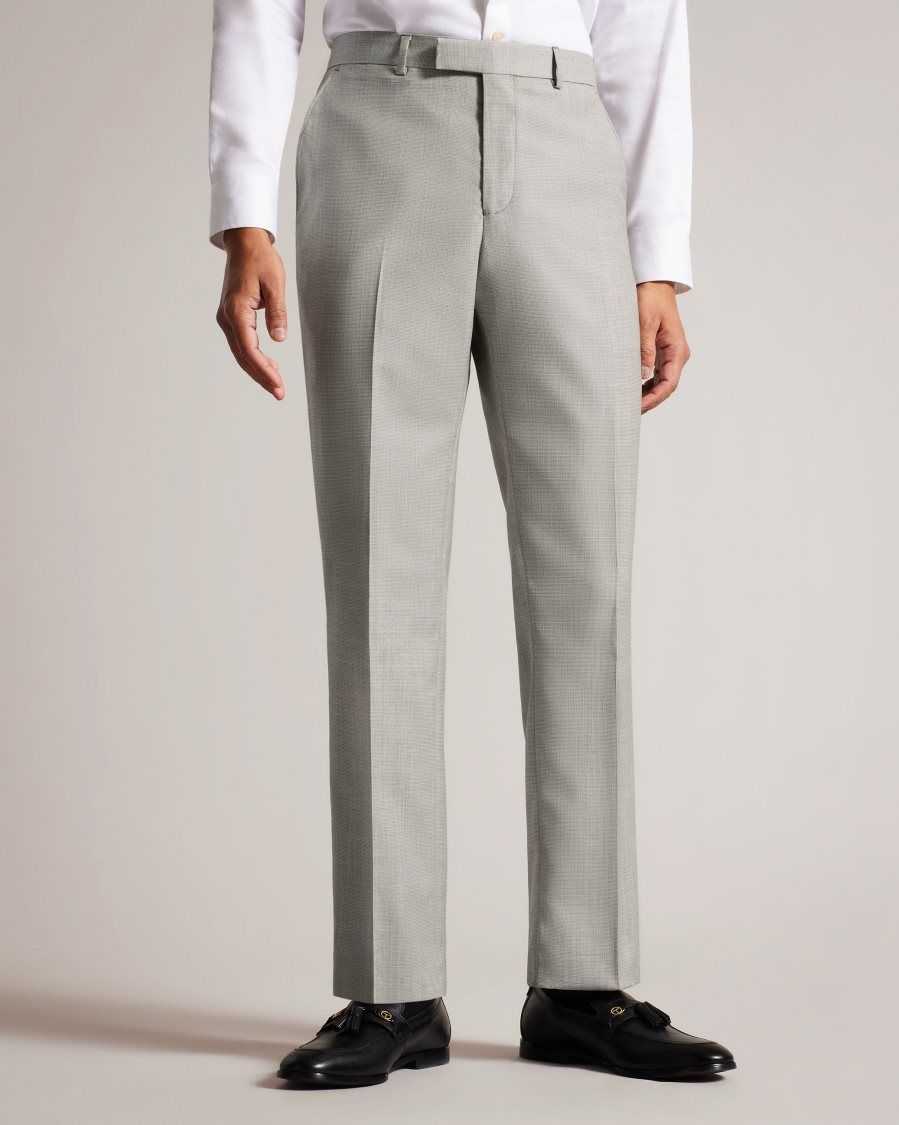 Ted Baker Artimtr Wool Cross Hatch Suit Trousers Stone | 2647391-RO