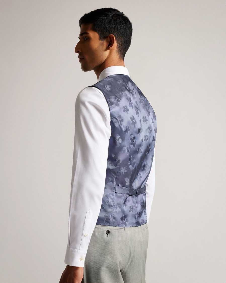 Ted Baker Artimwr Wool Cross Hatch Waistcoat Stone | 3704581-MB