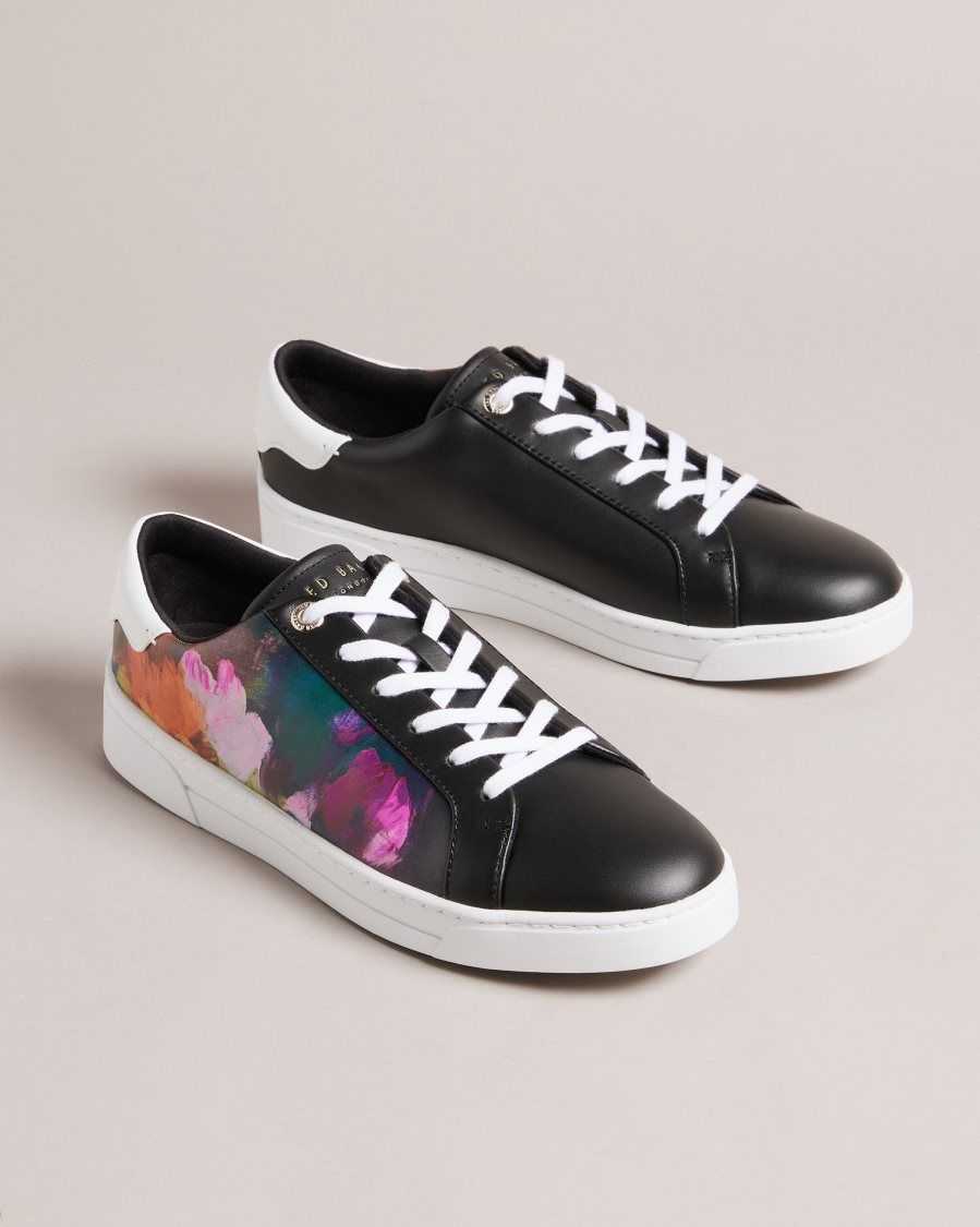 Ted Baker Artoh Art Print Leather Cupsole Trainers Black | 4520983-PT