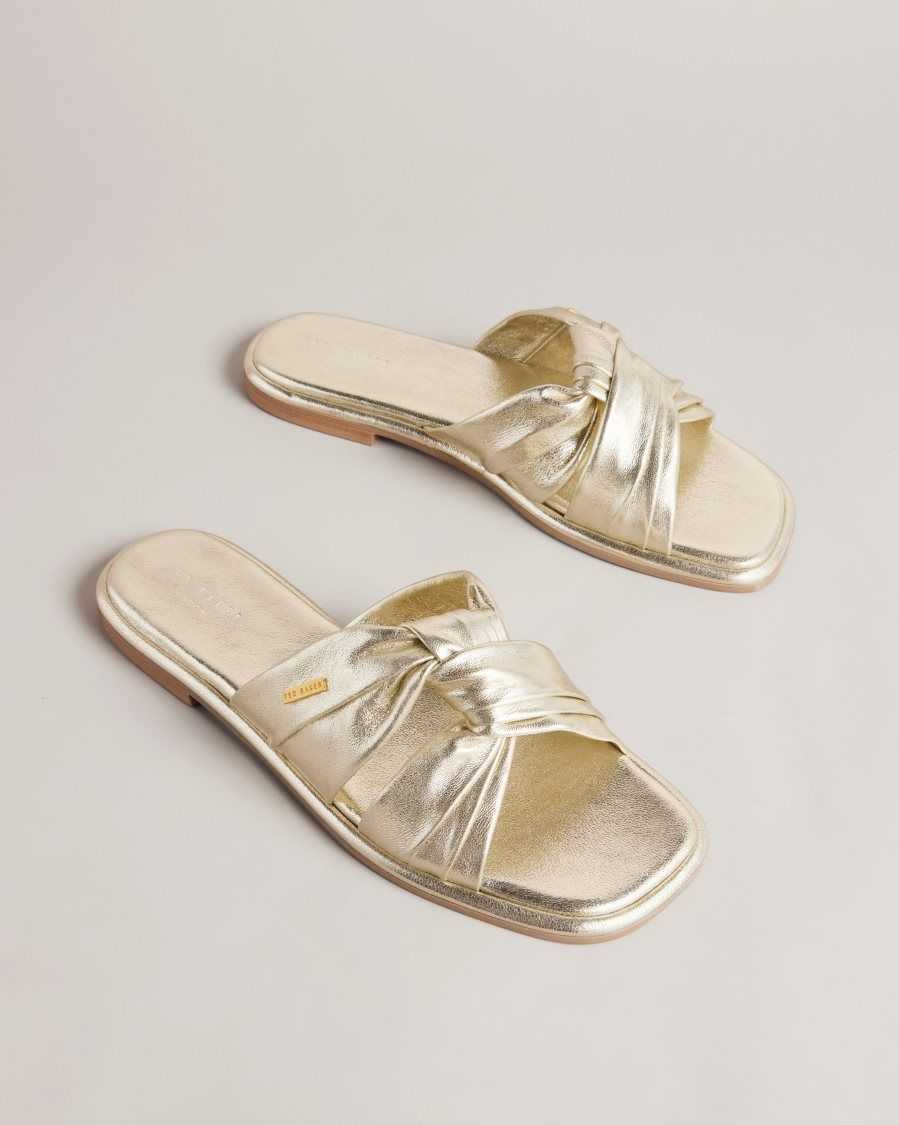 Ted Baker Ashiyu Flat Knotted Sandals Gold | 7831625-FU