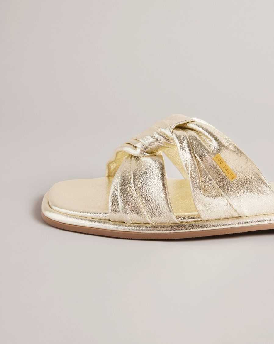 Ted Baker Ashiyu Flat Knotted Sandals Gold | 7831625-FU