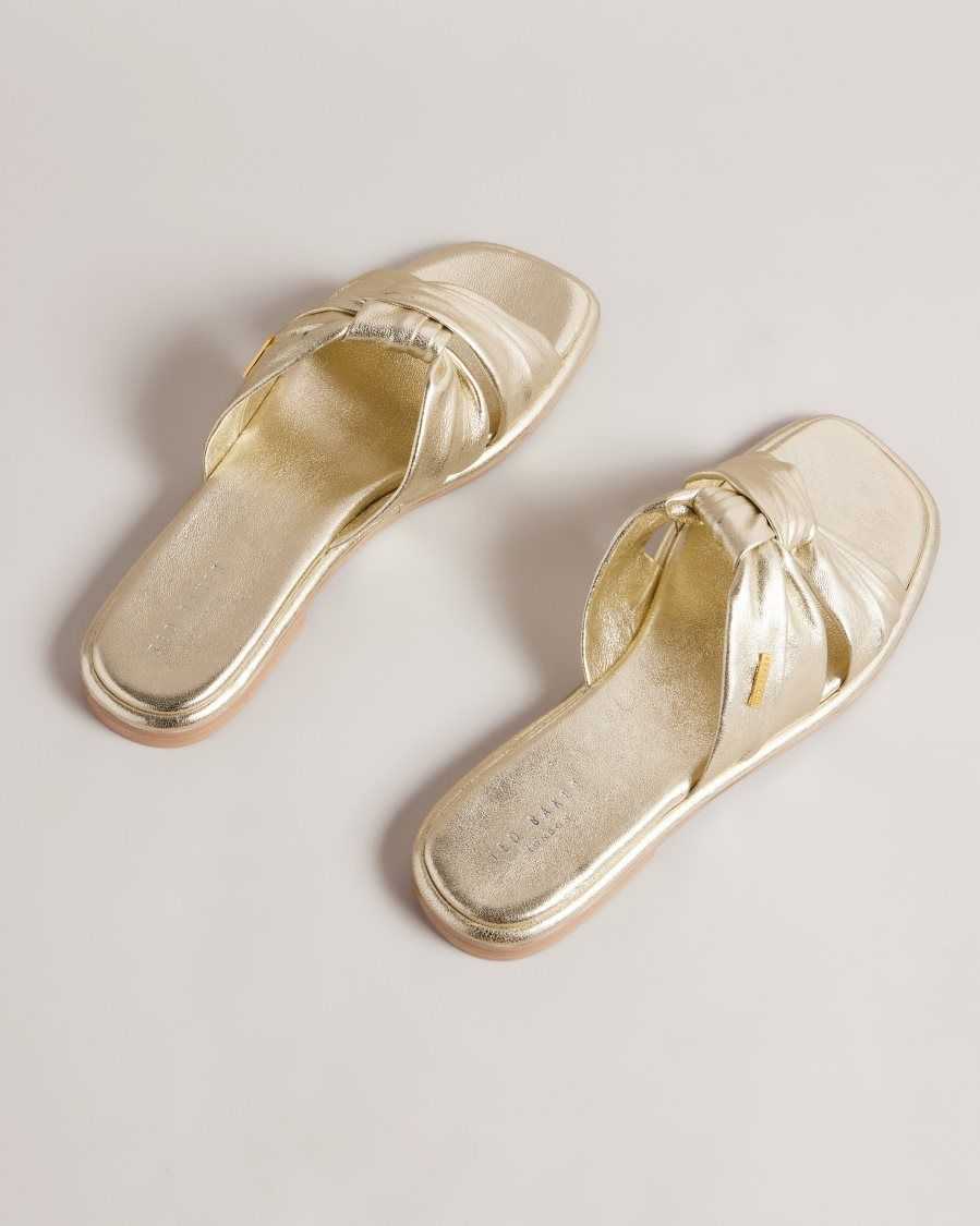 Ted Baker Ashiyu Flat Knotted Sandals Gold | 7831625-FU