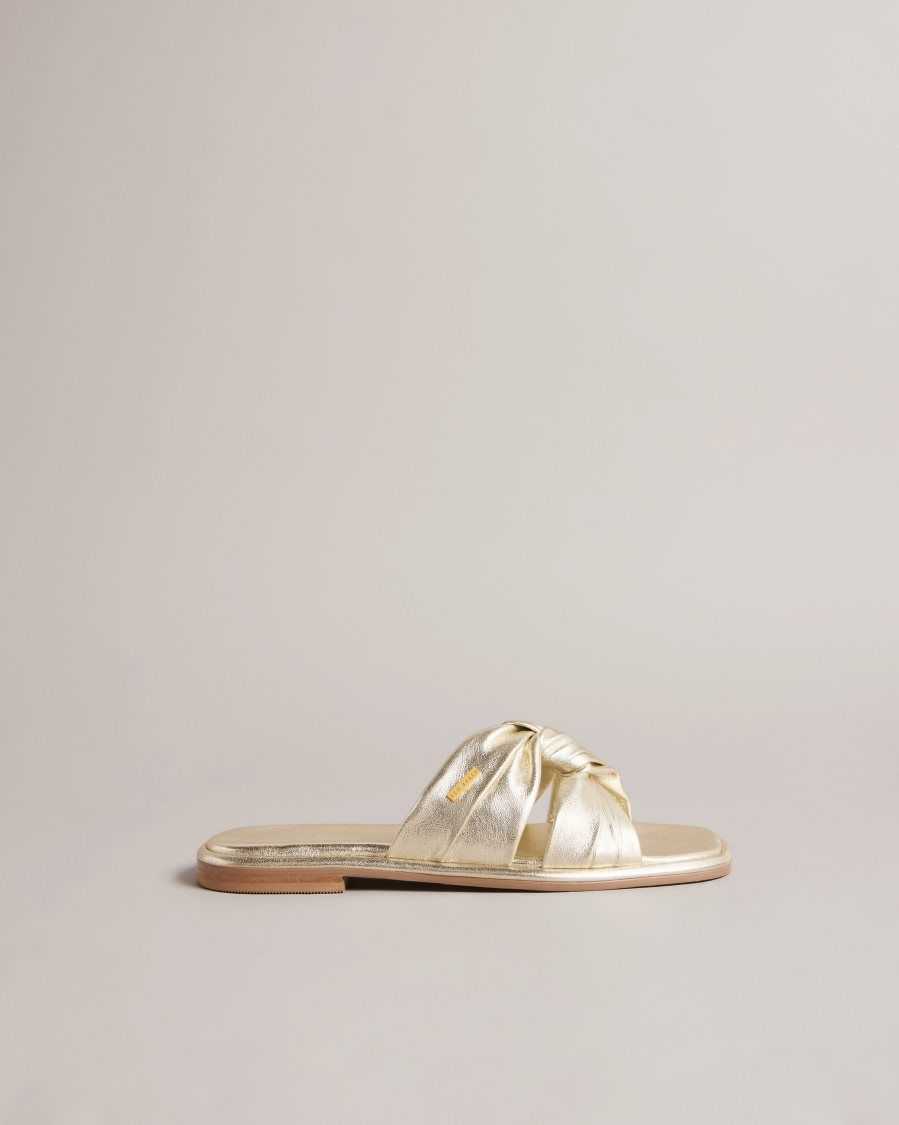 Ted Baker Ashiyu Flat Knotted Sandals Gold | 7831625-FU