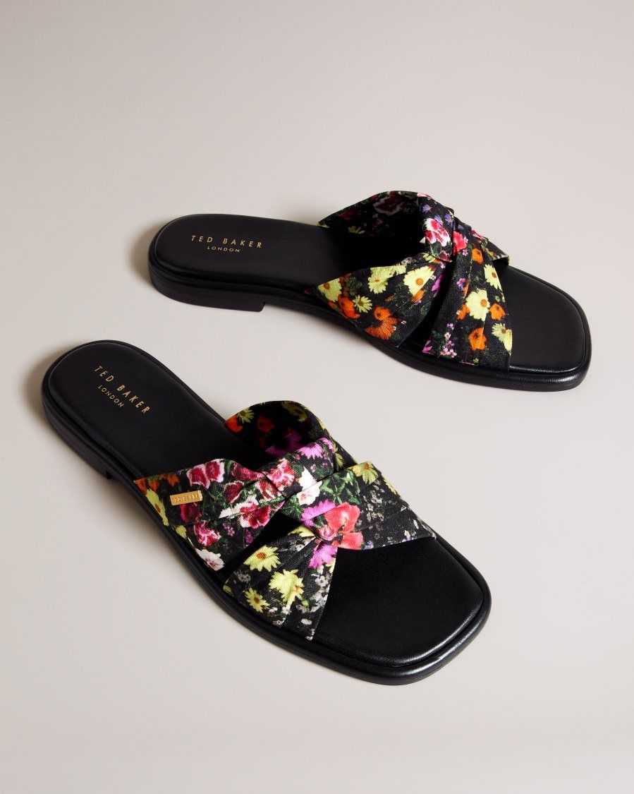 Ted Baker Ashni Floral Soft Knot Sandals Black | 1465803-SA