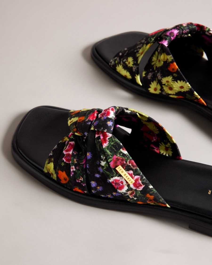 Ted Baker Ashni Floral Soft Knot Sandals Black | 7238140-GQ