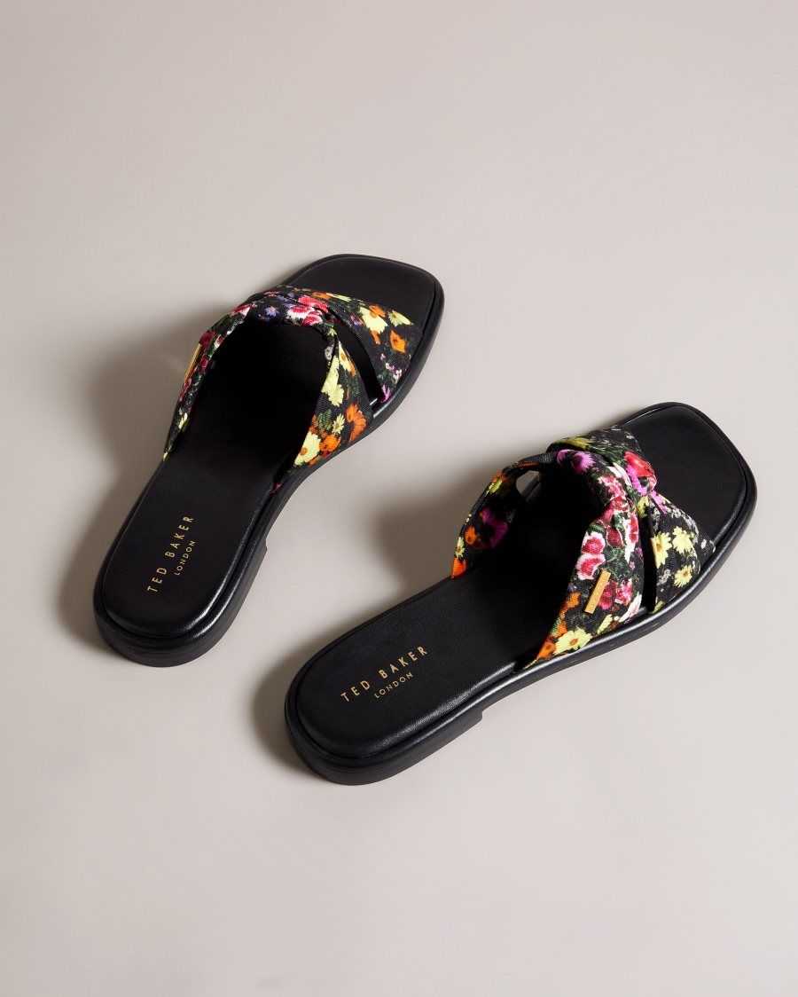 Ted Baker Ashni Floral Soft Knot Sandals Black | 7238140-GQ