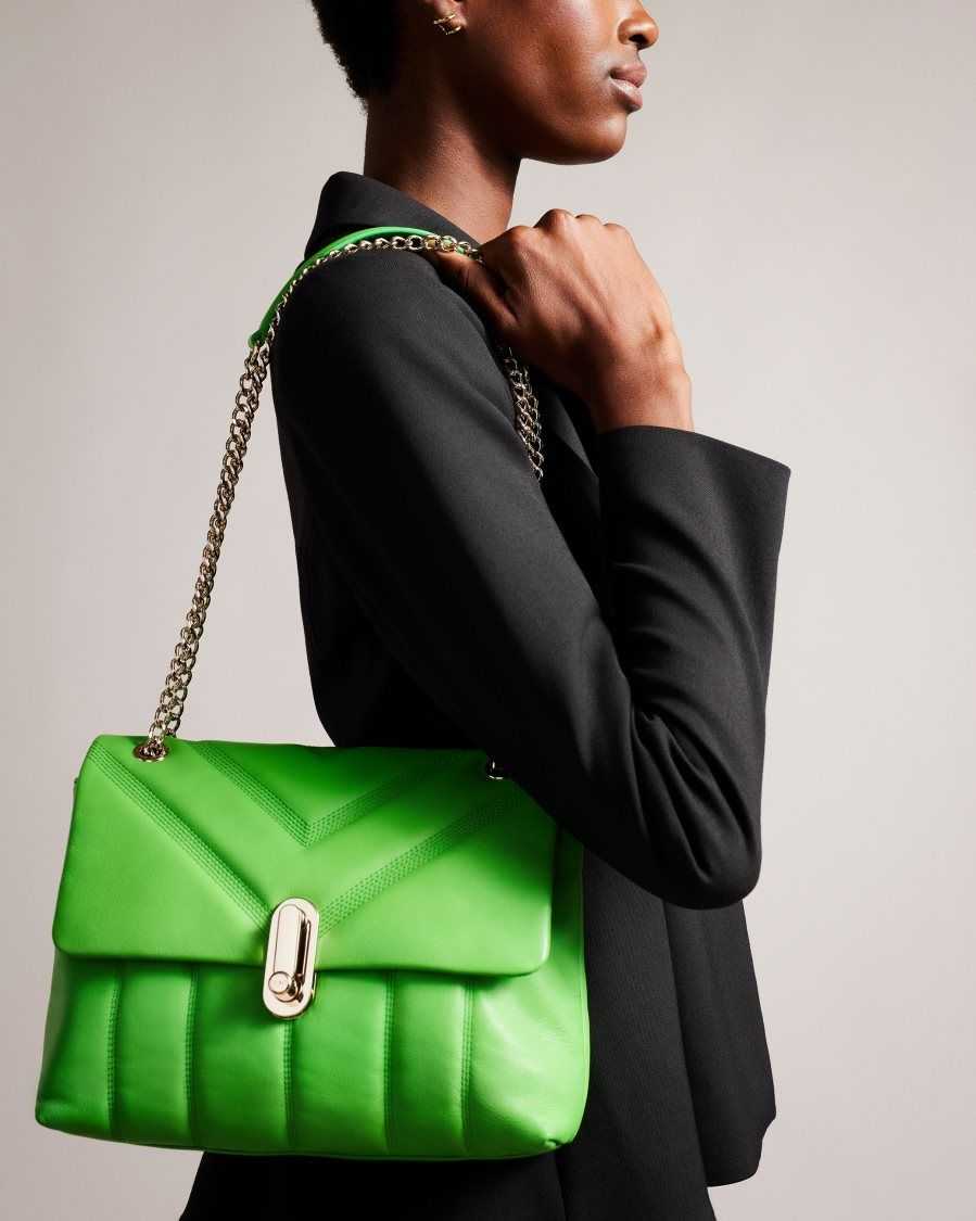 Ted Baker Ayahlin Puffer Quilted Leather Crossbody Bag Green | 9361720-RO