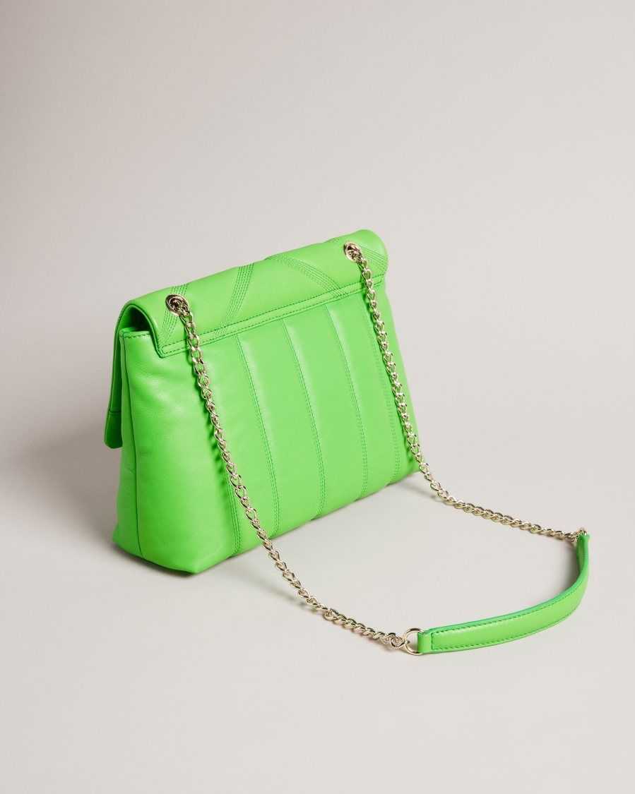 Ted Baker Ayahlin Puffer Quilted Leather Crossbody Bag Green | 9361720-RO