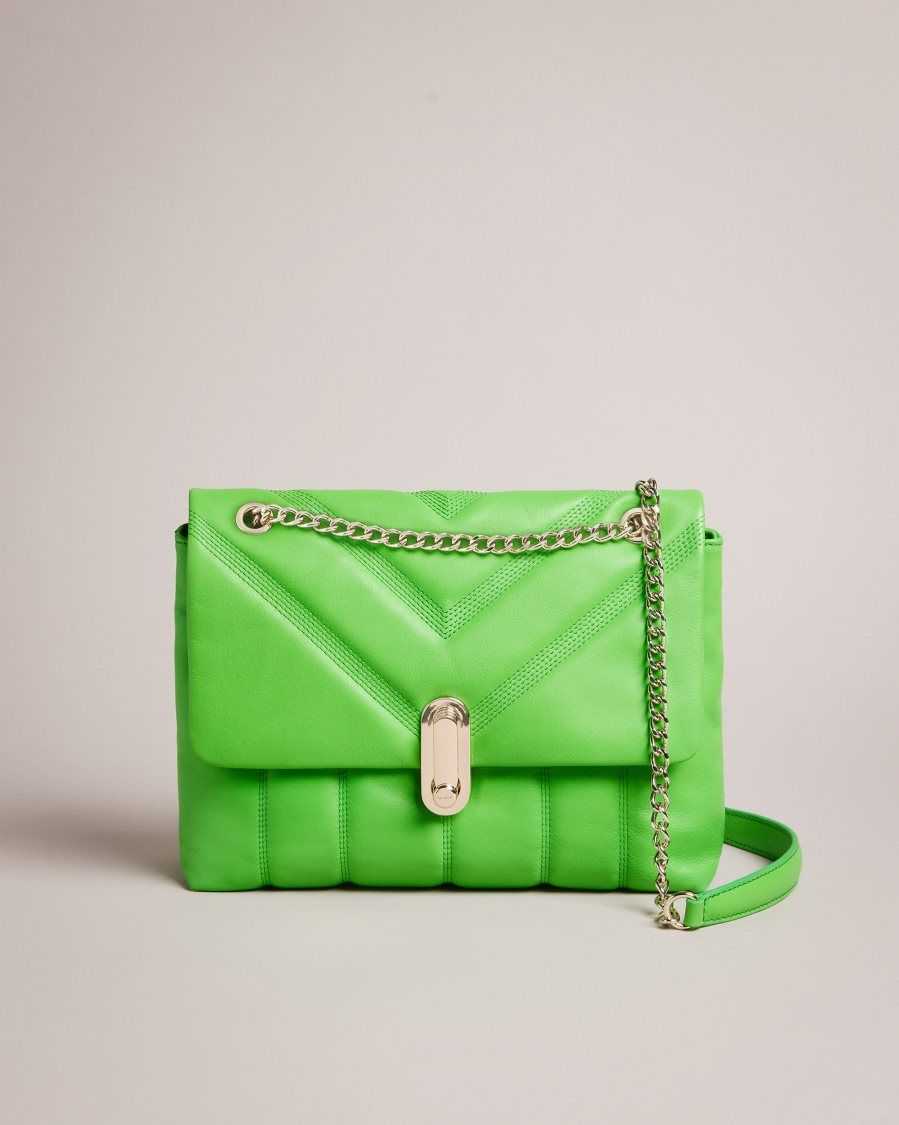 Ted Baker Ayahlin Puffer Quilted Leather Crossbody Bag Green | 9361720-RO