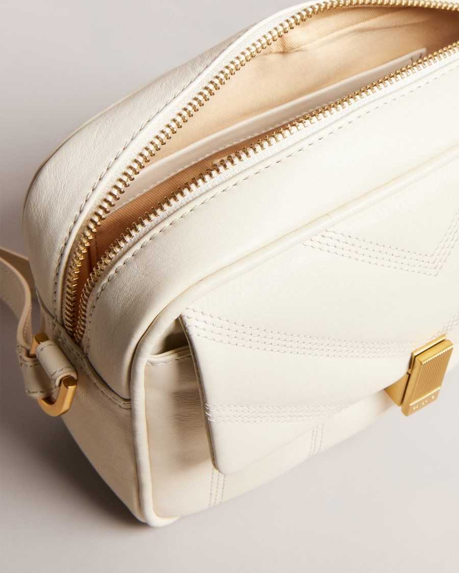 Ted Baker Ayalily Leather Puffer Crossbody Bag Ivory | 3914207-RK