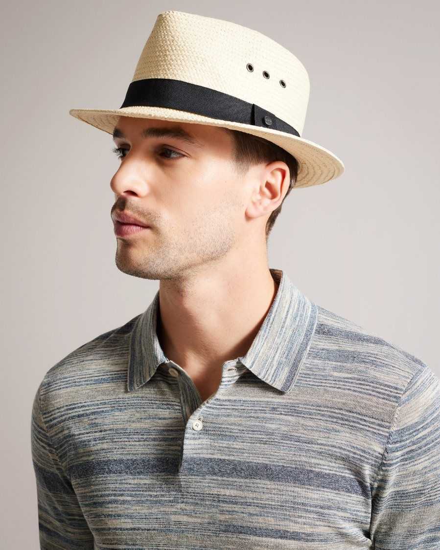 Ted Baker Aydinn Mens Straw Trilby Natural | 9302415-NU