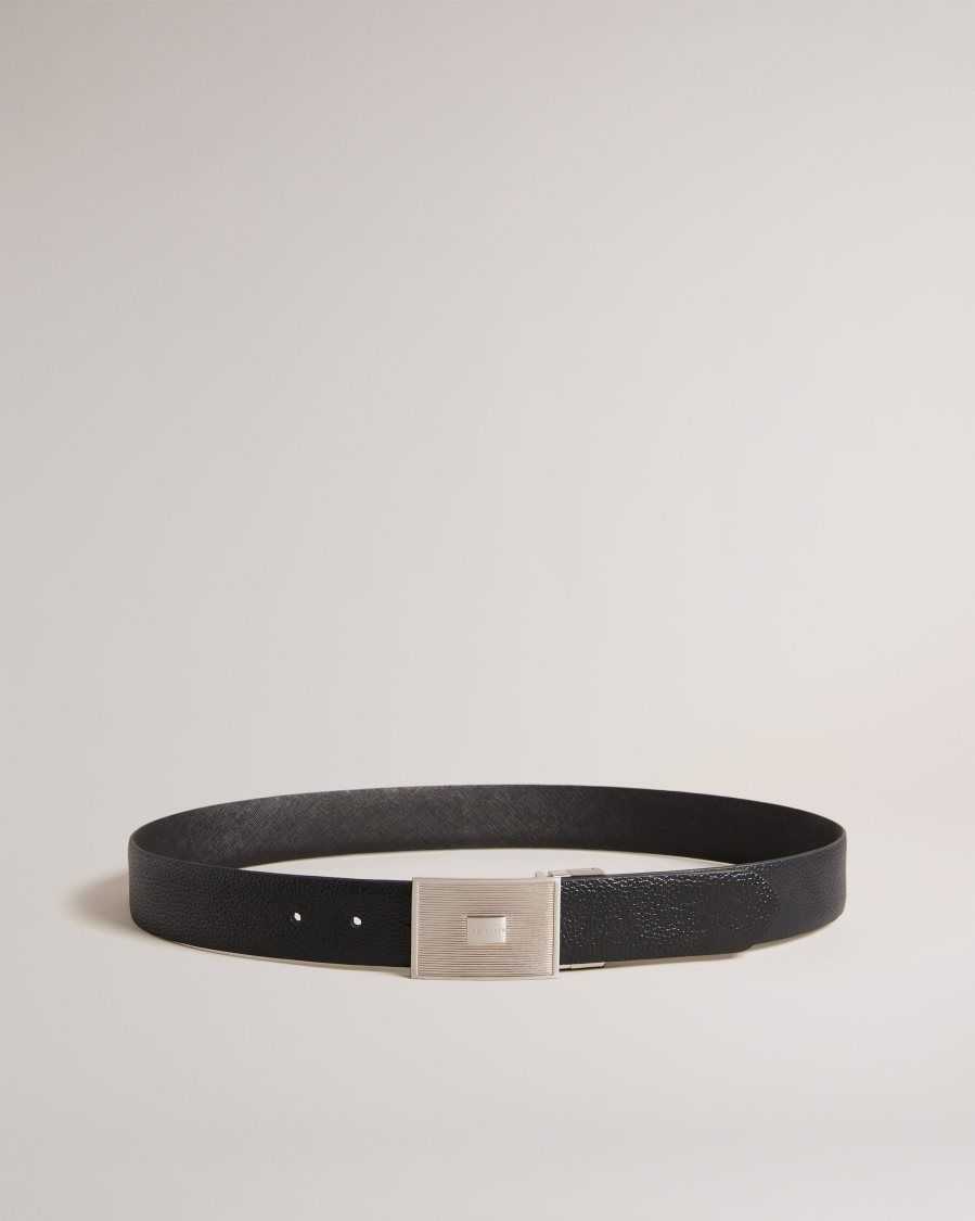 Ted Baker Aydon Textured Buckle Belt Black | 3017865-MJ