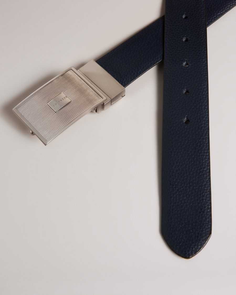 Ted Baker Aydon Textured Buckle Belt Navy | 3796240-PV