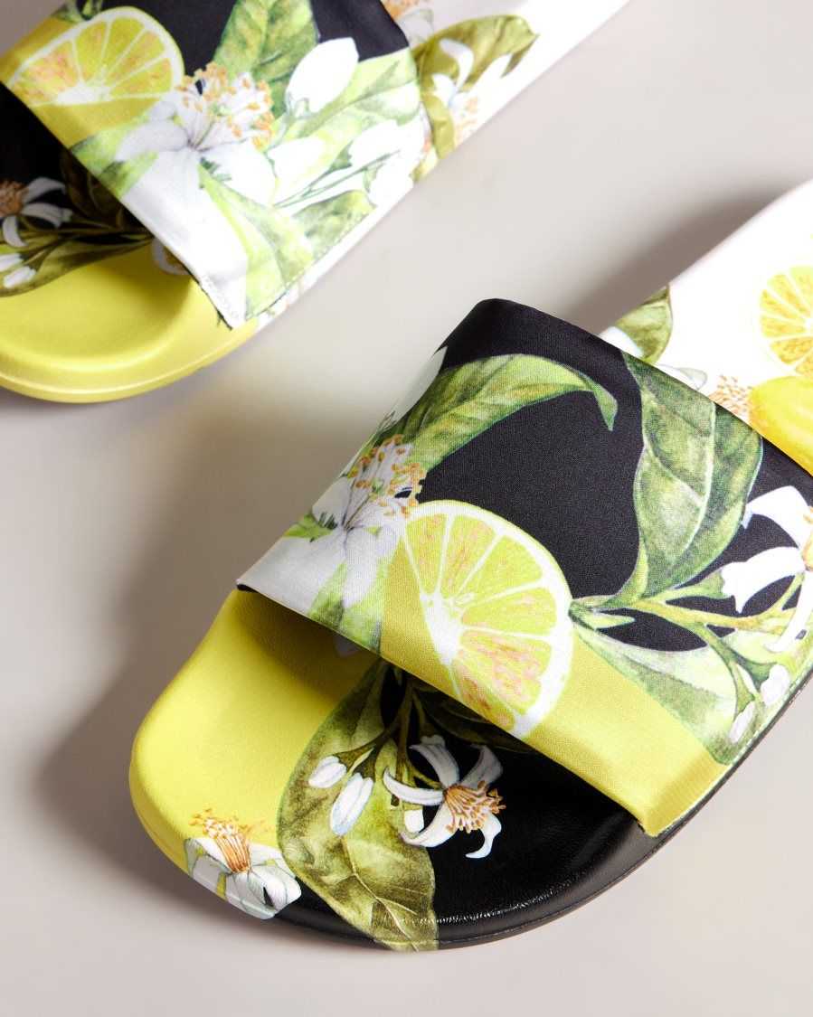 Ted Baker Azzin Lemon Print Satin Slider Yellow | 0526381-UH