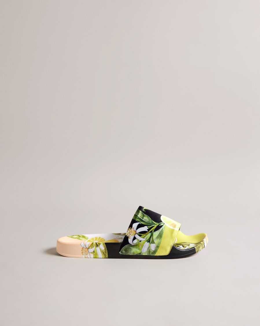 Ted Baker Azzin Lemon Print Satin Slider Yellow | 0526381-UH