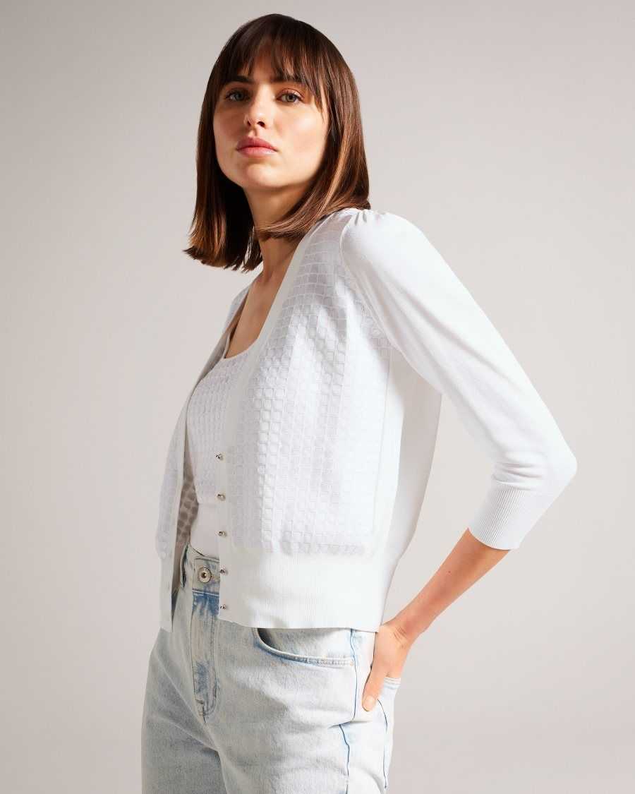 Ted Baker Baliner Sequin Detail Knit Cardigan White | 8532704-GN