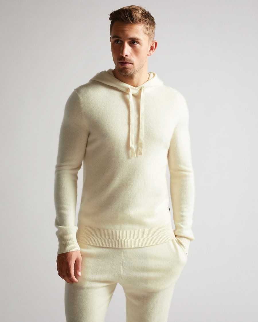 Ted Baker Bannks Cashmere Hoodie Ecru | 1627834-YH