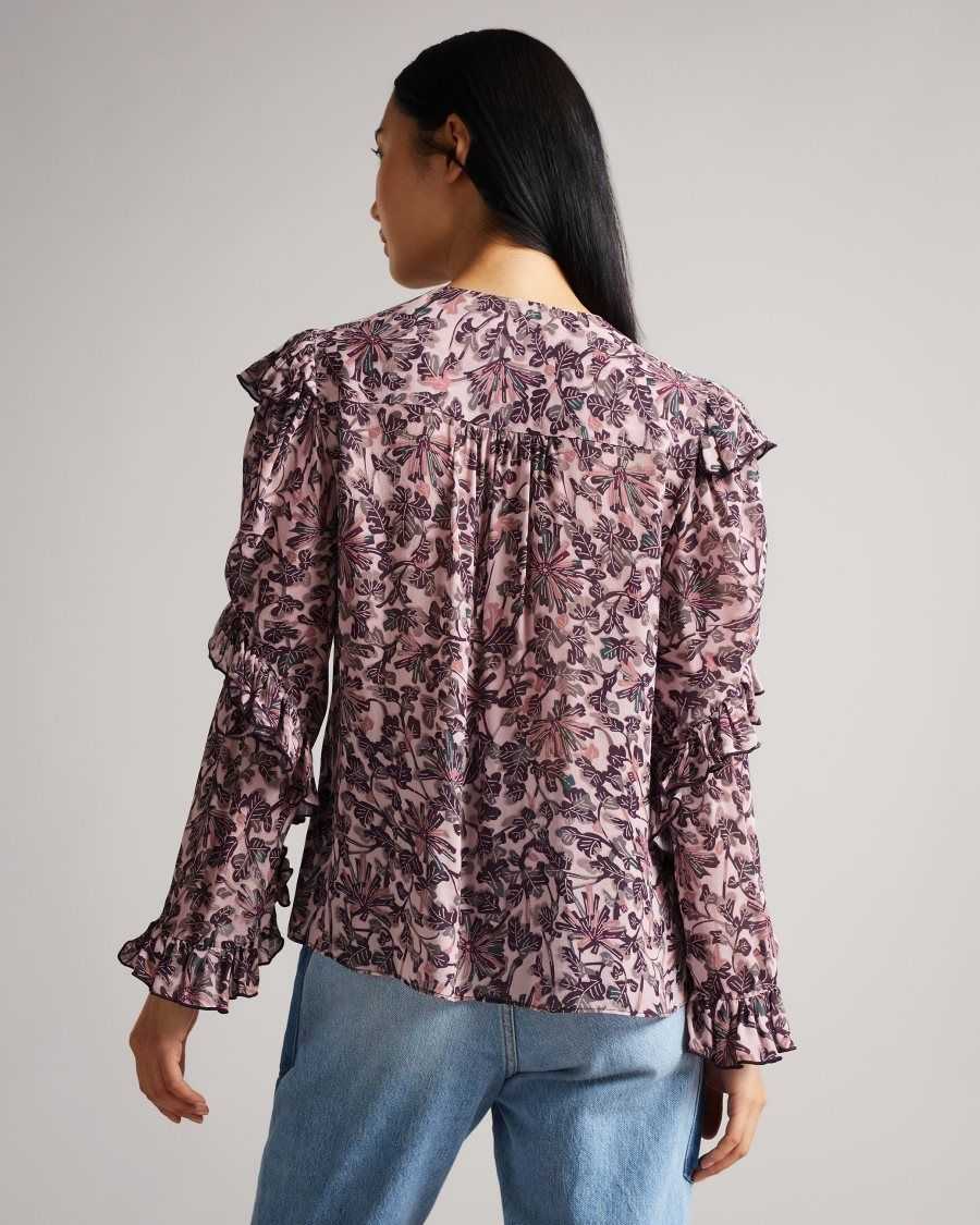 Ted Baker Barleaa MIB Frilled Top Pink | 0283765-HR