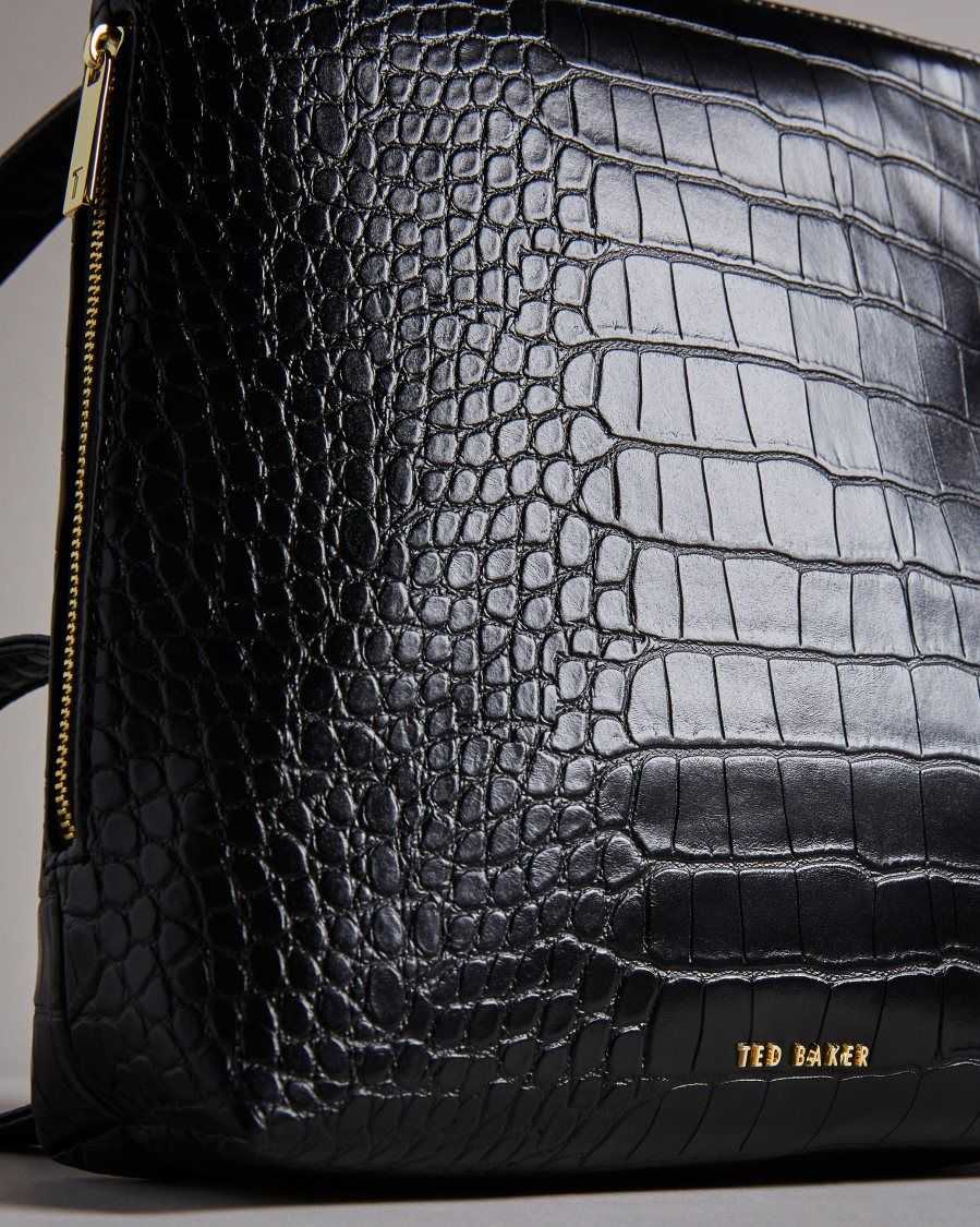 Ted Baker Belax Mock Croc PU Backpack Black | 2109768-LK