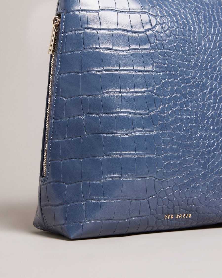 Ted Baker Belax Mock Croc PU Backpack Medium Blue | 9482365-QS