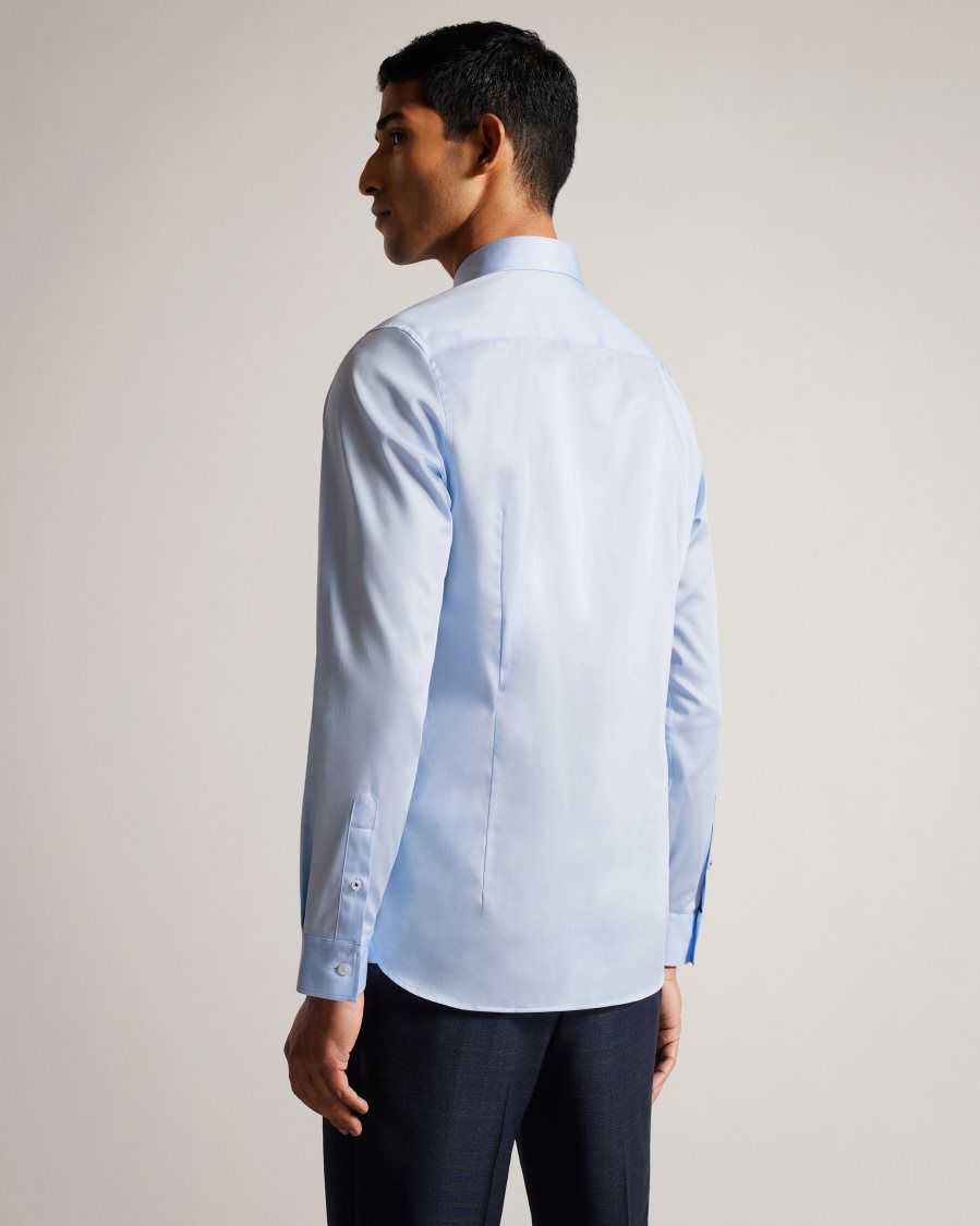 Ted Baker Bellow Long Sleeve Satin Stretch Shirt Light Blue | 0145389-WF