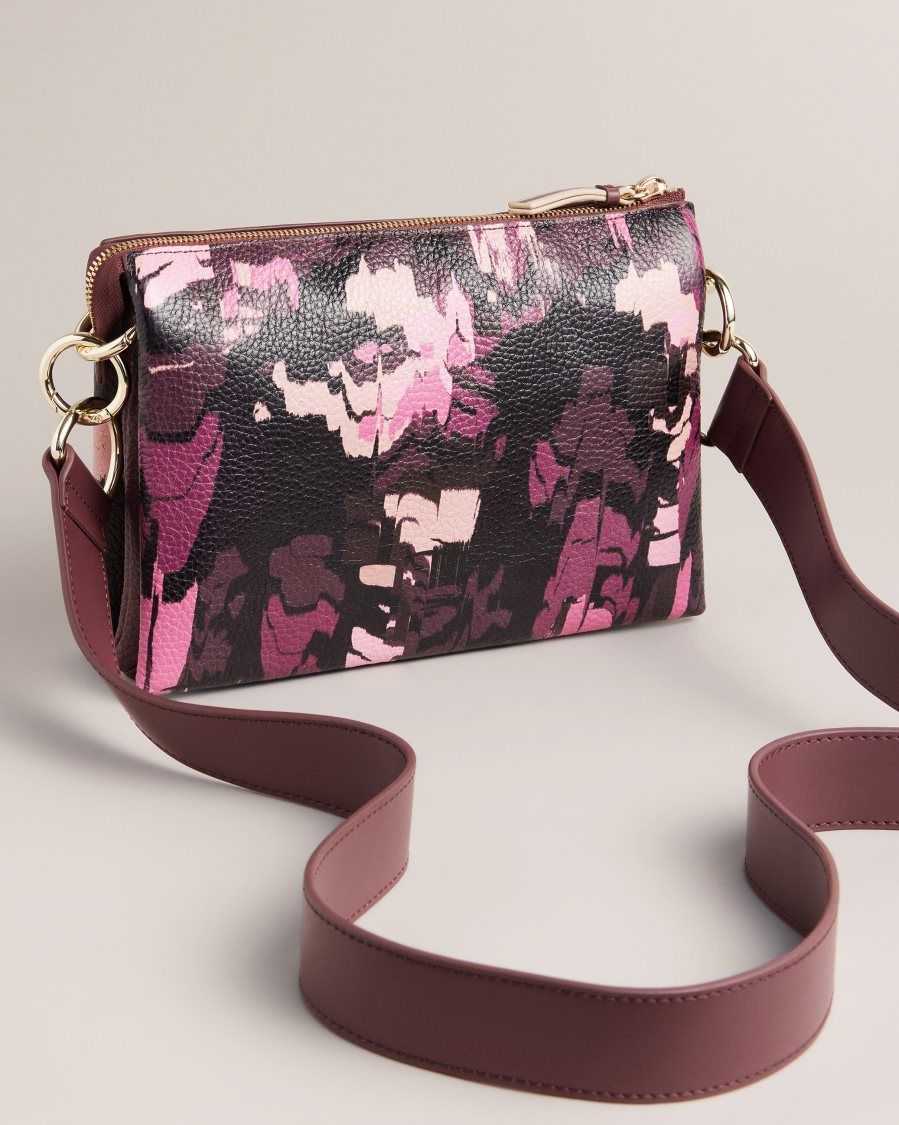 Ted Baker Beutily Camo Print Webbing Crossbody Bag Oxblood | 7805621-NC