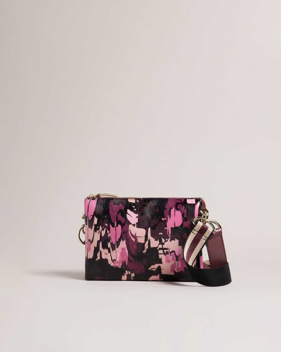 Ted Baker Beutily Camo Print Webbing Crossbody Bag Oxblood | 7805621-NC