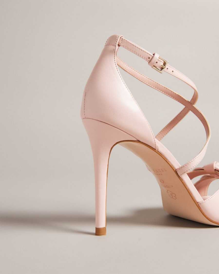 Ted Baker Bicci Leather Bow Heeled Sandals Dusky Pink | 2386594-AJ