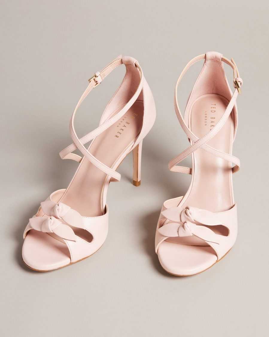 Ted Baker Bicci Leather Bow Heeled Sandals Dusky Pink | 2386594-AJ