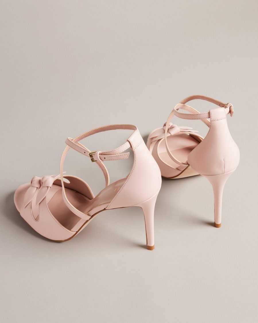 Ted Baker Bicci Leather Bow Heeled Sandals Dusky Pink | 2386594-AJ