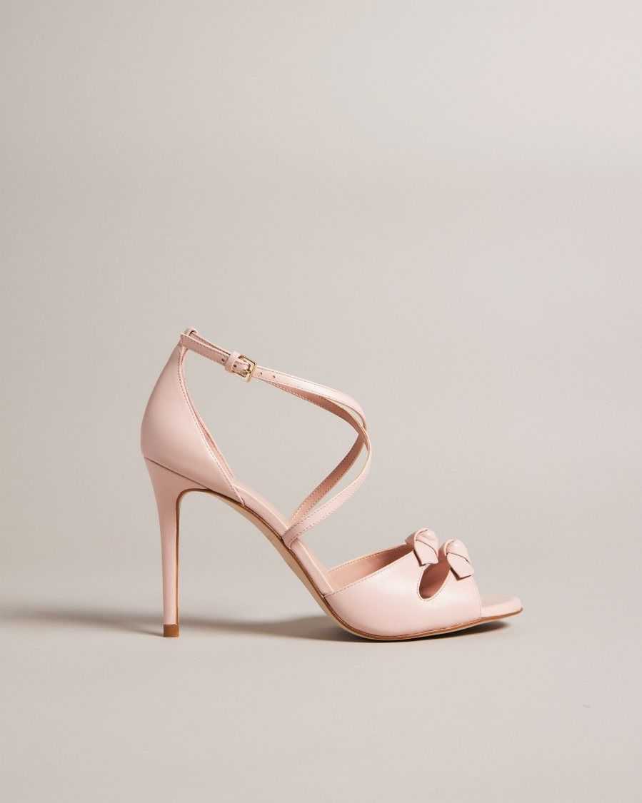 Ted Baker Bicci Leather Bow Heeled Sandals Dusky Pink | 2386594-AJ