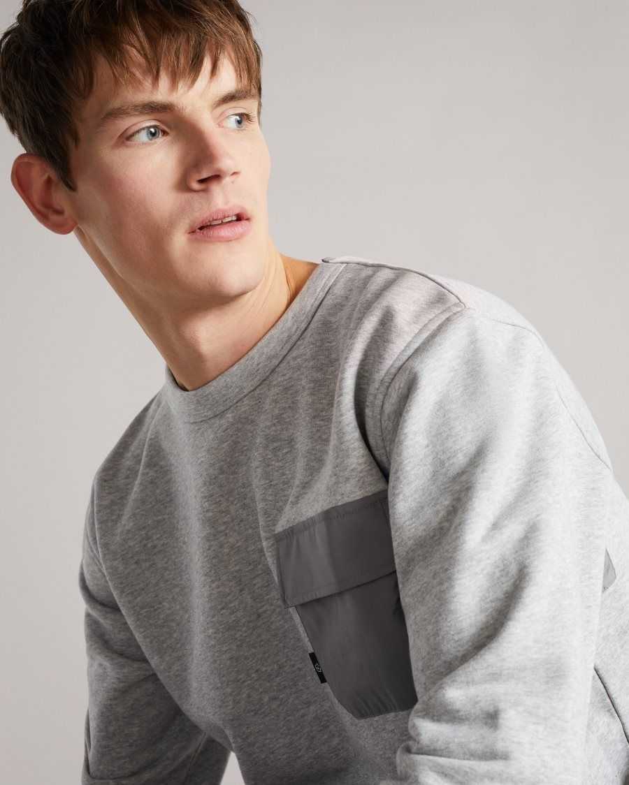 Ted Baker Birchin Sweatshirt With Pocket Grey-Marl | 6951438-WI