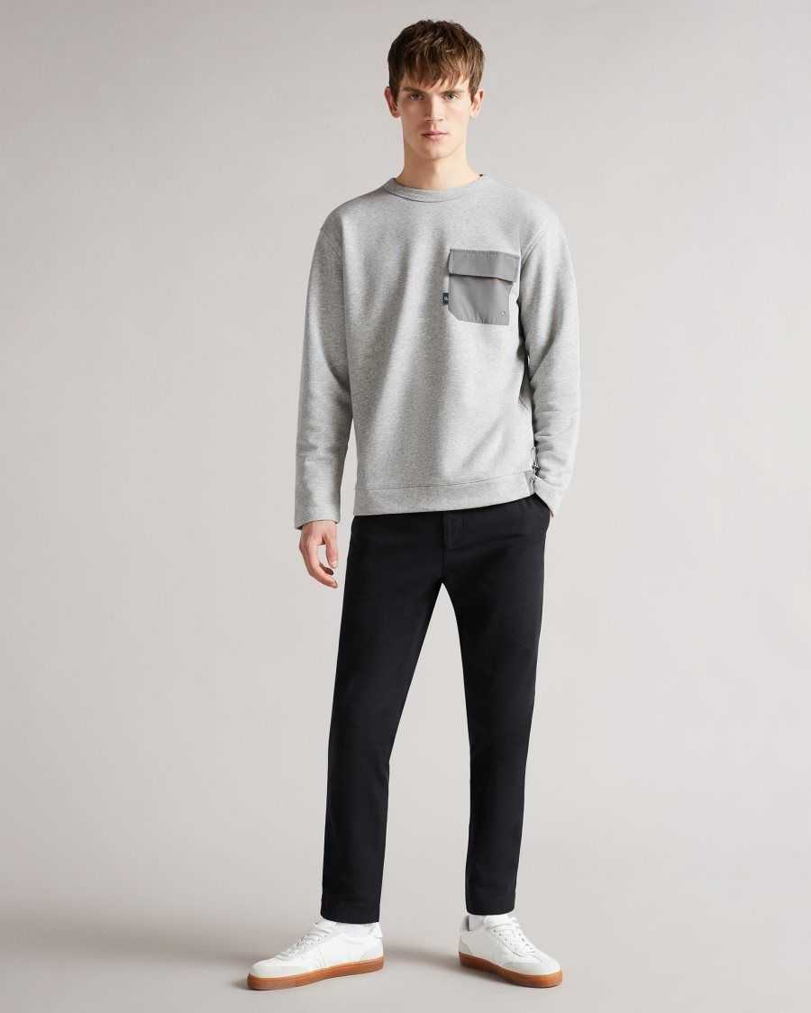 Ted Baker Birchin Sweatshirt With Pocket Grey-Marl | 6951438-WI