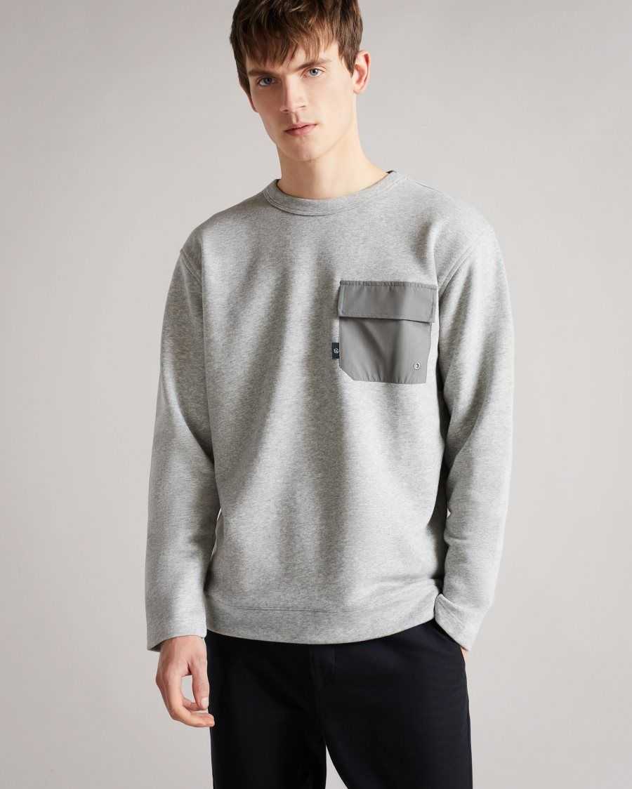 Ted Baker Birchin Sweatshirt With Pocket Grey-Marl | 6951438-WI