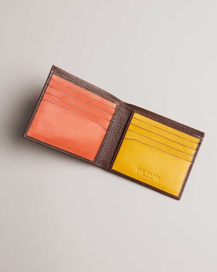 Ted Baker Blocked Colour Panel Bifold Wallet Brown | 2617435-GY