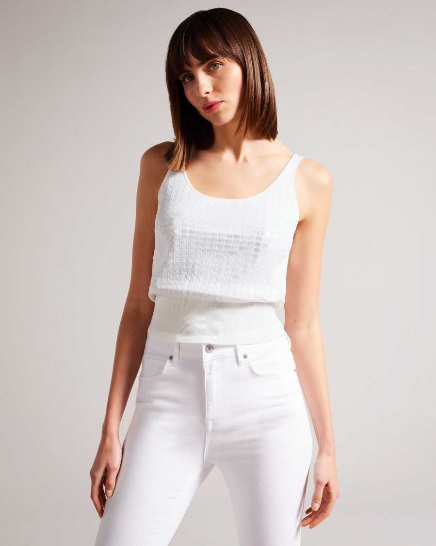 Ted Baker Bobbiiy Sequin Detail Knitted Vest White | 6487295-MH