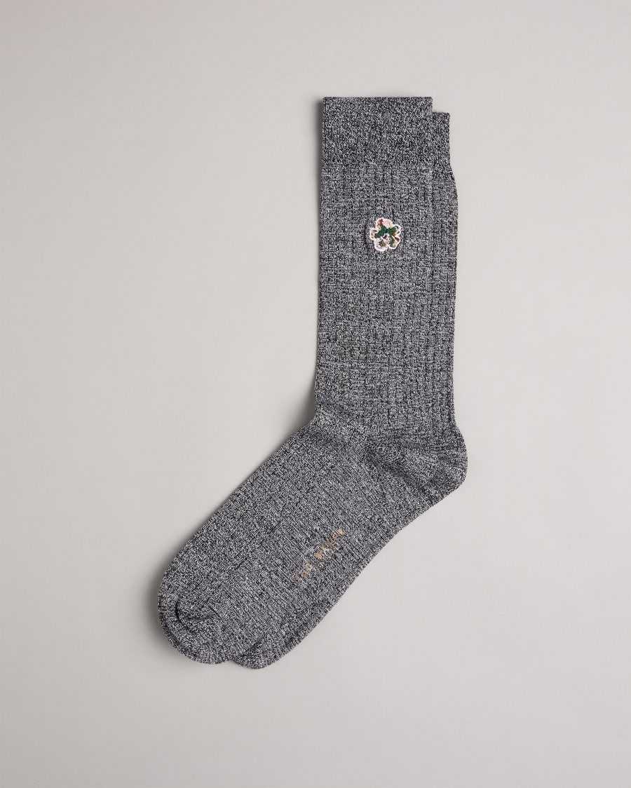 Ted Baker Boelow Flower Embroidery Socks Grey | 1439052-NF