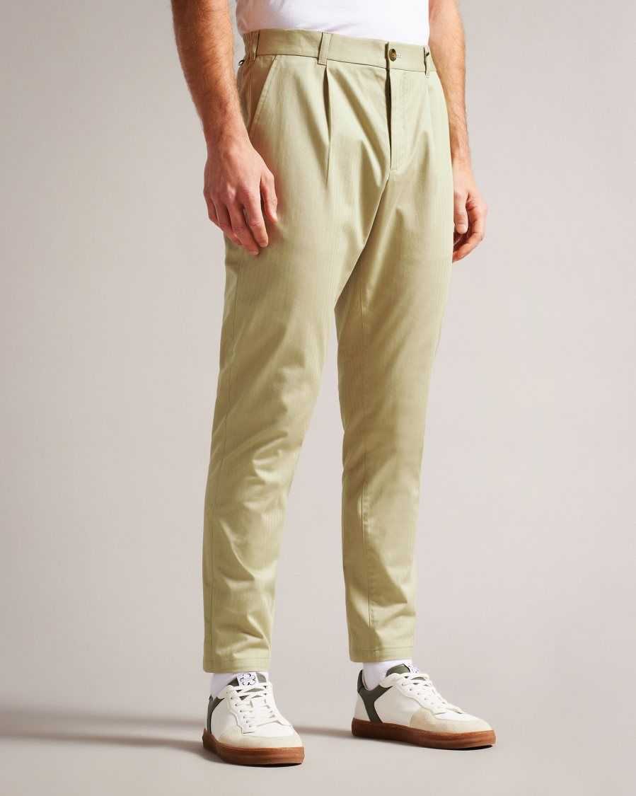 Ted Baker Bossar Regular Fit Herringbone Trousers Natural | 9735421-OE