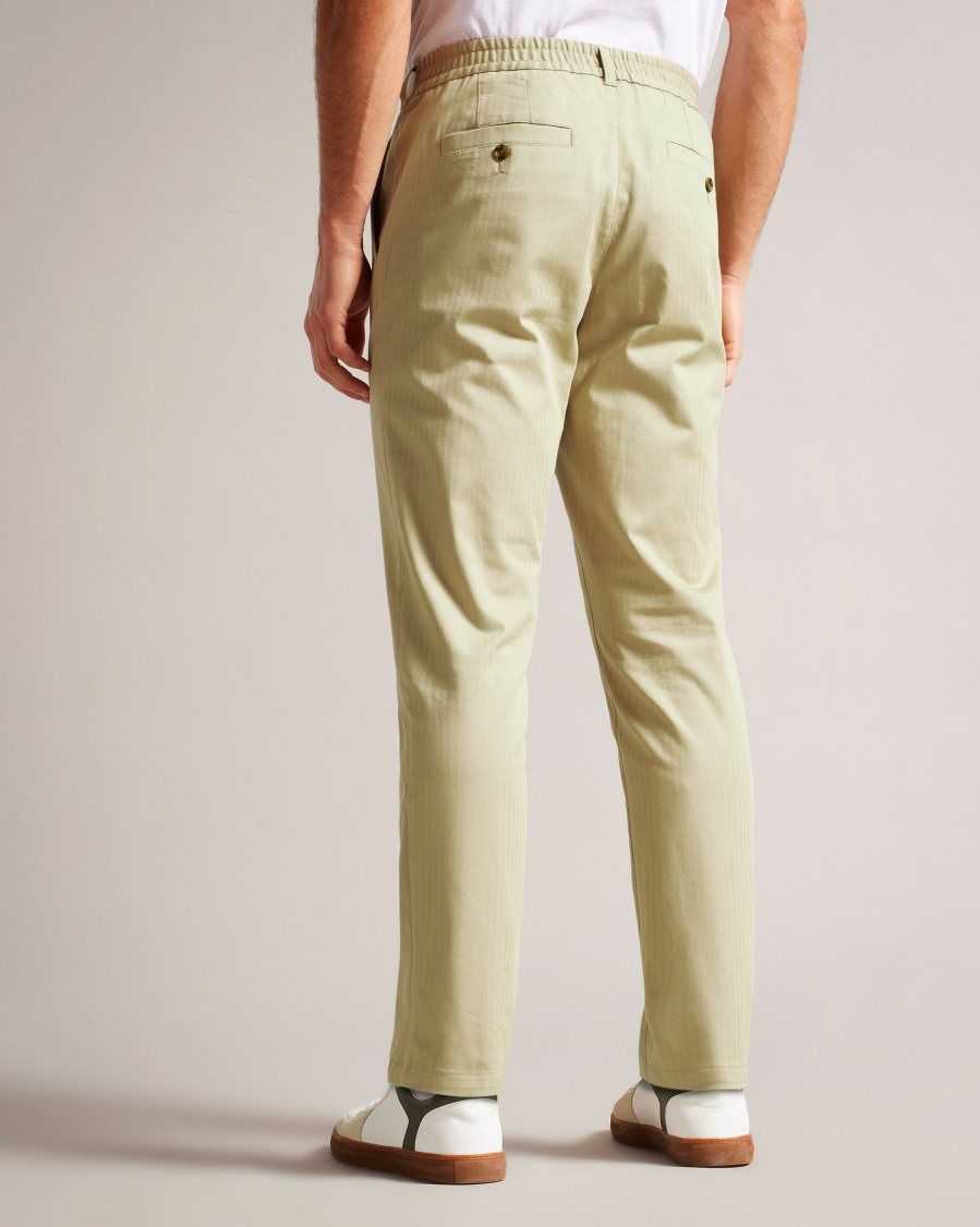 Ted Baker Bossar Regular Fit Herringbone Trousers Natural | 9735421-OE