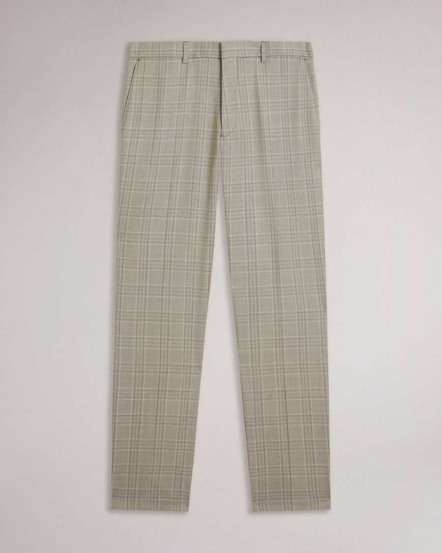 Ted Baker Botants Wool Check Suit Trousers Light Grey | 8074213-IC