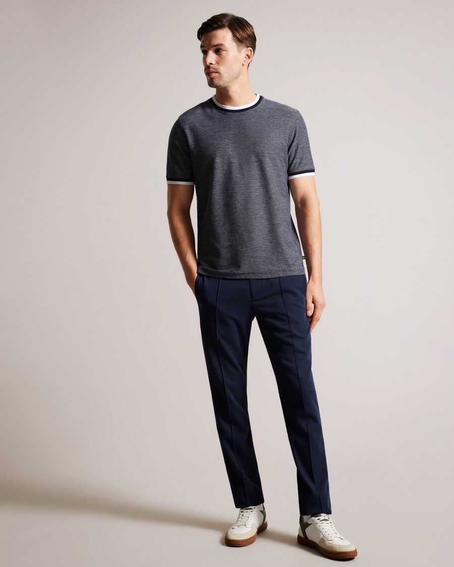 Ted Baker Bowker Regular Fit Textured T-Shirt Navy | 0832745-TK