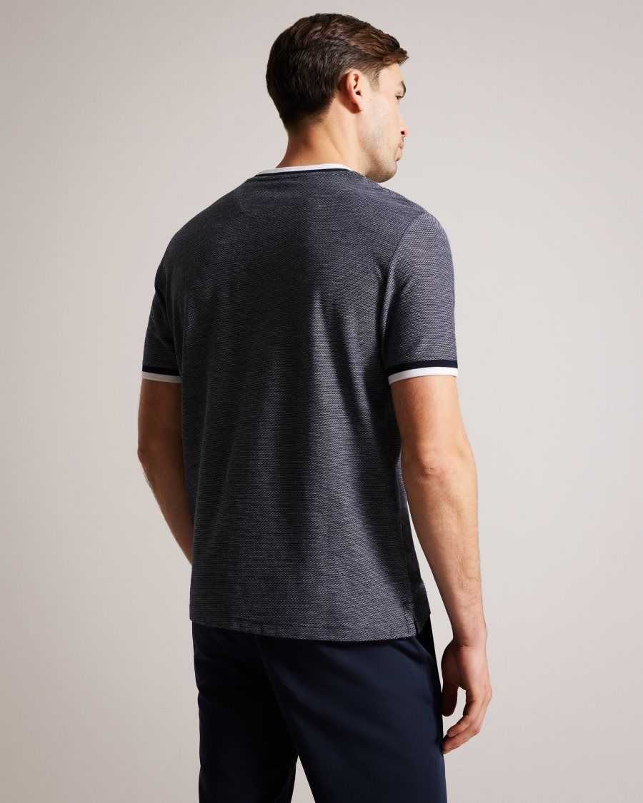 Ted Baker Bowker Regular Fit Textured T-Shirt Navy | 0832745-TK