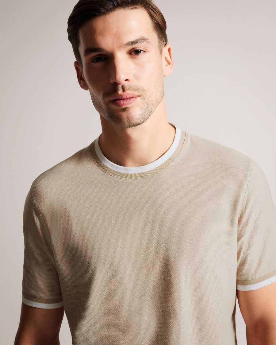 Ted Baker Bowker Regular Fit Textured T-Shirt Tan | 1753062-QZ