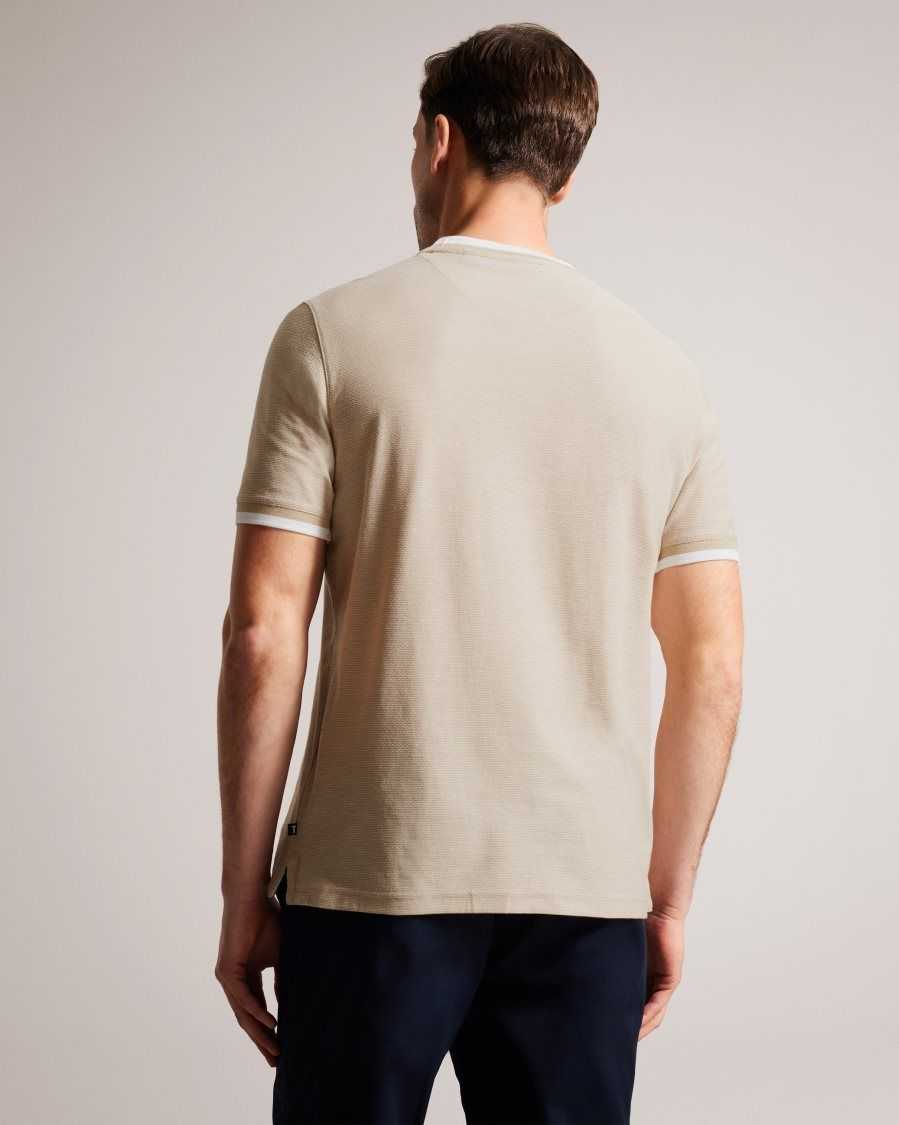 Ted Baker Bowker Regular Fit Textured T-Shirt Tan | 1753062-QZ