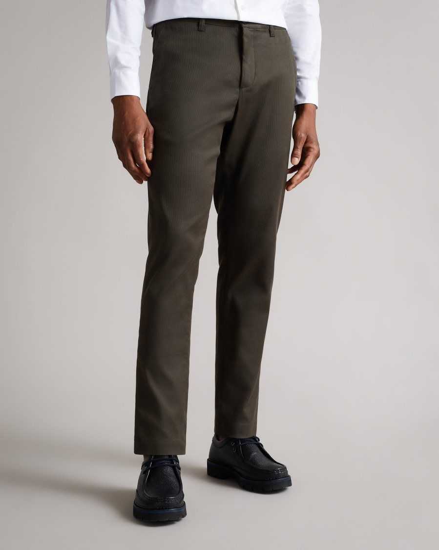 Ted Baker Boxwel Regular Fit Textured Trousers Khaki | 7359120-XI