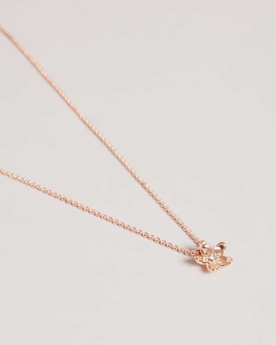 Ted Baker Braddie Blossom Pendant Necklace Rose Gold Colour | 9475310-YP