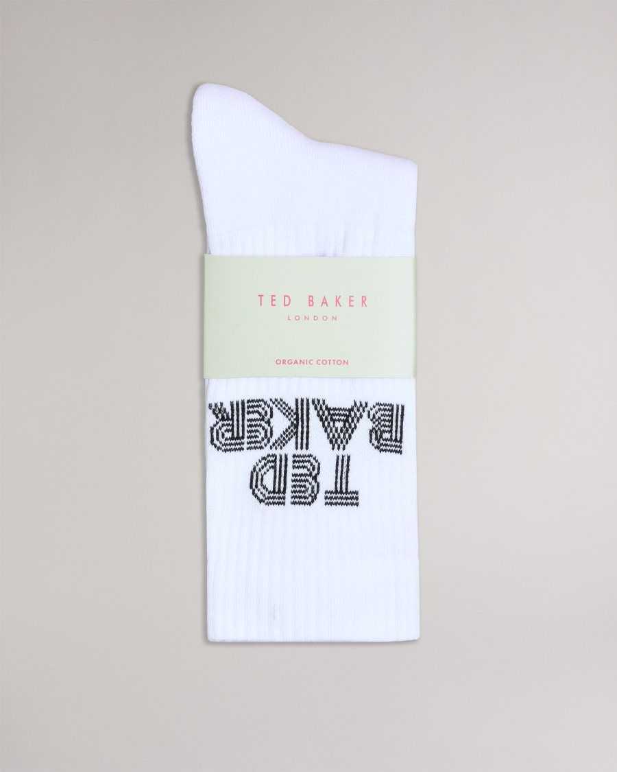 Ted Baker Bransk Branded Socks White | 6704893-BA