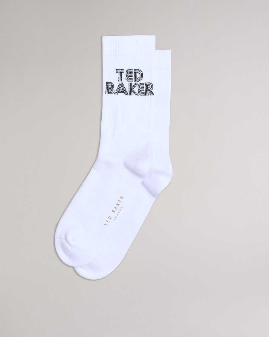 Ted Baker Bransk Branded Socks White | 6704893-BA