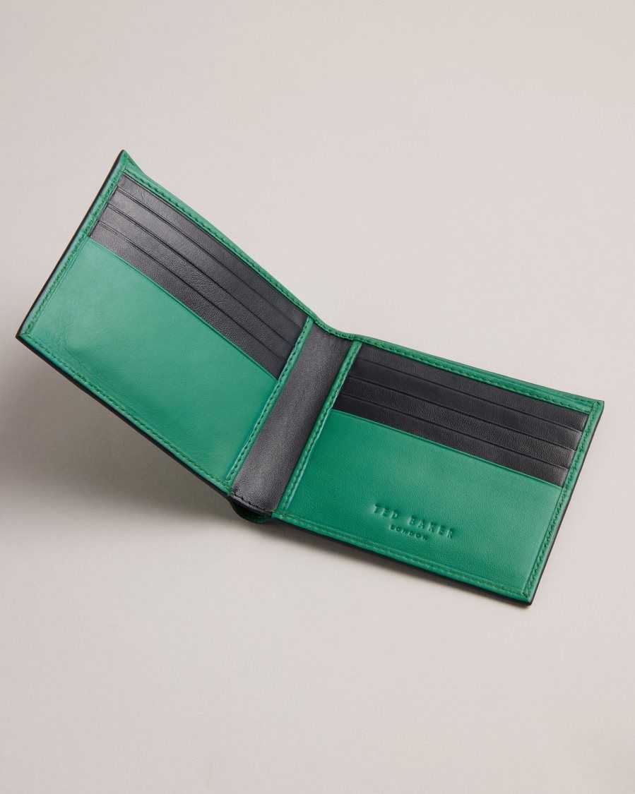 Ted Baker Breaker Leather Bifold Wallet Green | 5207649-RT